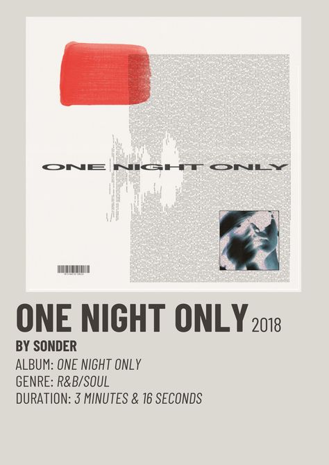 SONDER ONE NIGHT ONLY 2018 Alternative Minimalist Polaroid Poster Sonder One Night Only, Sonder Poster Prints, Sonder Album Poster, Sonder Album Covers, One Night Only Sonder, Brent Concert, Sonder Poster, Minimal Album Covers, Minimalist Polaroid Poster