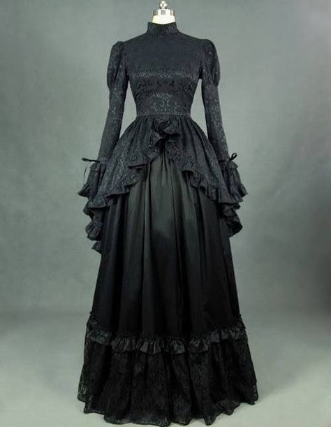 Black Brocade Dress, Witch Dress, Morticia Addams, Brocade Dress, Witch Halloween Costume, Cascade Waterfall, Penny Dreadful, Brocade Dresses, Victorian Clothing