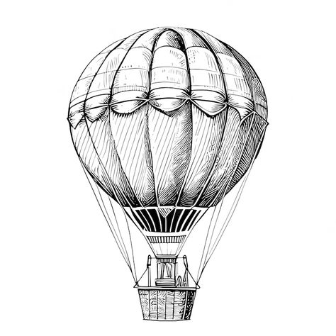 Premium Vector | Vector hot air balloon aerostat sketch hand drawn vector illustration Hot Air Balloon Drawing Sketch, Hot Air Balloon Drawing, Sketch Tattoo Ideas, Balloon Drawing, Hot Air Balloon Tattoo, Air Balloon Tattoo, Hot Air Balloons Art, Balloon Illustration, Science Illustration