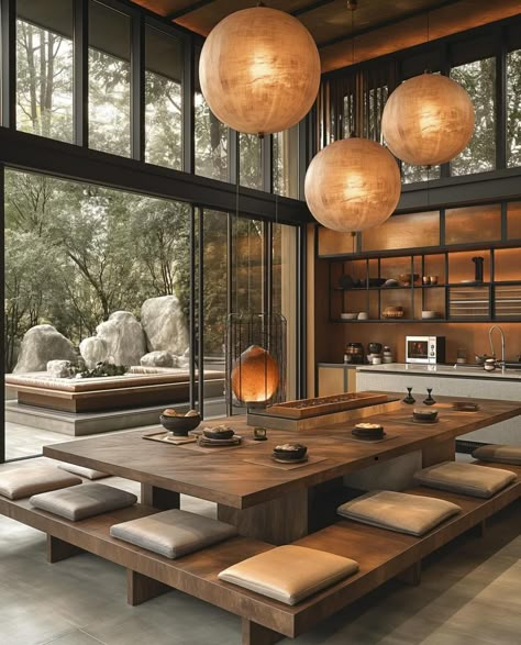 Cabinets Kitchen Organization, Japanese Dining Room, Japandi Style Kitchen, Japandi Kitchen Design, Minimalism Architecture, Japandi Furniture, Japandi Kitchen, Japandi Interiors, Japandi Style