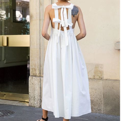 Nwt Size M White Tie Back Detail Poplin Tied Back Dress, Dresses Bow, Pixie Market, Bow Tie Dress, White Shirt Dress, White Tie, All White, Tie Backs, Dress Backs