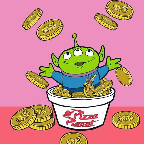 Alien Pizza Planet, Alice In Wonderland Drawings, Pizza Planet, Disneyland Halloween, Toy Story Alien, Disney Background, Toy Story Party, Wallpaper Iphone Disney, Art Theme