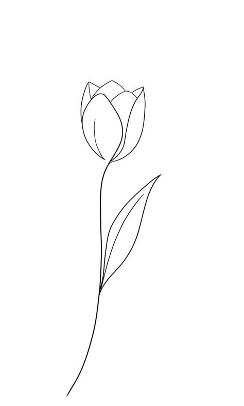 Simple Tulip Drawing, Tulip Line Drawing, Tulip Outline, Tulip Line Art, Tulip Drawing, Tulip Tattoo, Nerd Tattoo, Laser Removal, Tattoo Fails