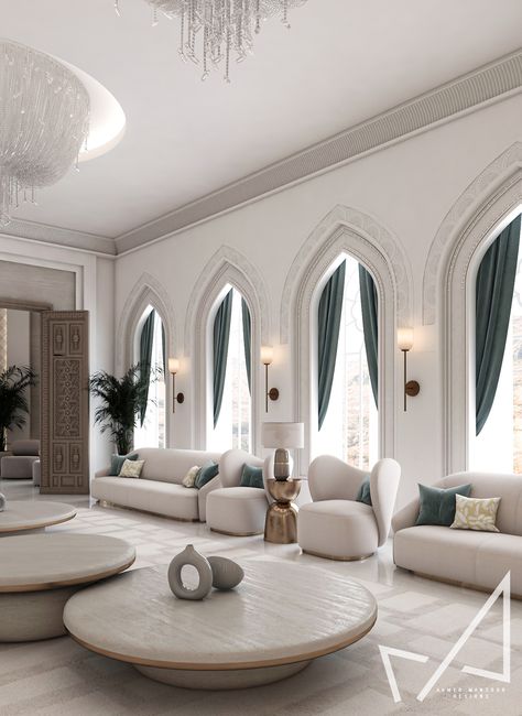 Neo-islamic Majlis interior design :: Behance Islamic Majlis, New Classic Interior, Country Homestead, Majlis Design, Neoclassical Interior Design, Middle Eastern Decor, King Size Comforter, Comforter Sets Boho, Bedding King