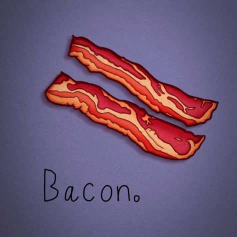 Bacon Drawing Easy, Bacon Embroidery, Bacon Illustration, Bacon On A Stick, Bacon Painting, Bacon Drawing, Bacon Tattoo, Recipe Book Printables, Donut Cartoon