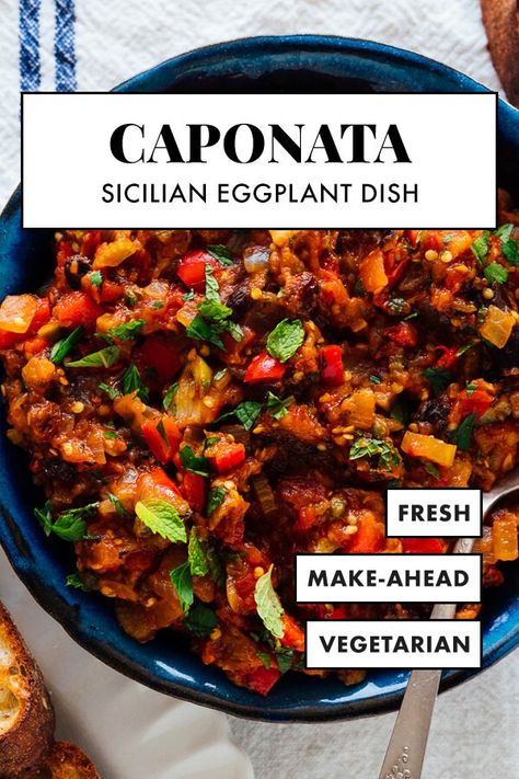 Caponata Recipe, Zucchini Aubergine, Eggplant Caponata, Eggplant Recipes Easy, Egg Plant, Eggplant Dishes, Sicilian Recipes, Italian Foods, Veggie Meals