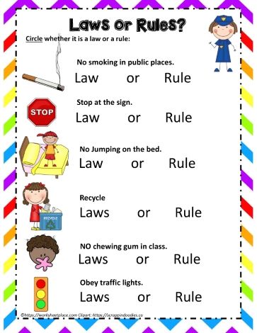 Rules And Laws 2nd Grade, Rules And Laws First Grade, Elementary School Activities, Diy Christmas Candy, Rules And Laws, Social Studies Worksheets, Kindergarten Teaching, Fun Christmas Crafts, Teaching Activities