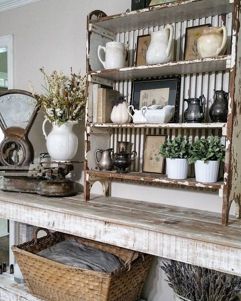 Utility Porch, Antique Shop Display, Friday Yay, Booth Inspiration, Classy Home, Bakers Rack, September 1st, Remodeling Mobile Homes, Antique Shop