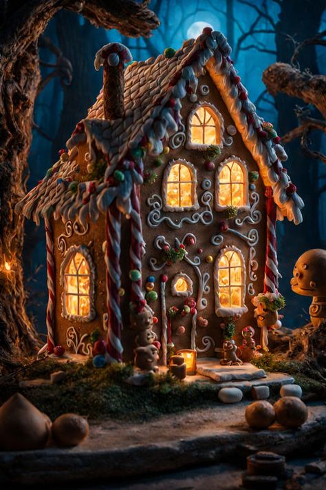 Hansel And Gretel Art, Hansel And Gretel House, Hansel And Gretel, Elf House, Sugar Plum, Create Art, Image Generator, Social Media Posts, Real People