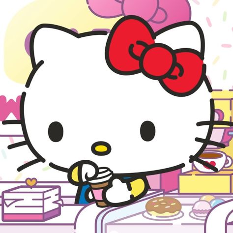 Hello Kitty Eating, Hello Kitty Imagenes, Hello Sanrio, Kitty Girl, Pink Wallpaper Hello Kitty, Kitty Images, Hello Kitty Characters, Kitty Stuff, Hello Kit