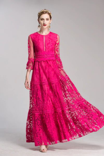 Buy Dresses at Hplify. Check Price and Buy Online. ✓ Free Shipping ✓ Cash on Delivery ✓ Best Offers. Modest Maxi Dress, Modest Maxi, Elegant Prom, Salwar Kamiz, Maxi Dress Prom, Runway Dresses, Long Sleeve Sweater Dress, Embroidery Lace, Pink Maxi Dress