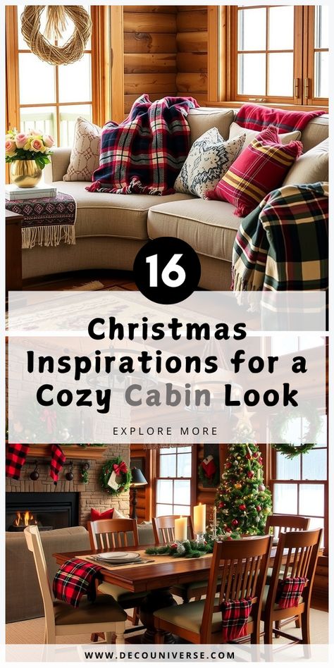 Looking for a cozy Christmas? These 16 cabin decor ideas bring a warm and rustic feel to your holiday. Christmas At The Cabin Decorating Ideas, Cabin Christmas Decor Rustic, Log Cabin Christmas Decor, Christmas Cabins, Cabin Decor Ideas, Cabin Decor Diy, Christmas Cabin Decor, Cozy Christmas Cabin, Lodge Christmas Decor