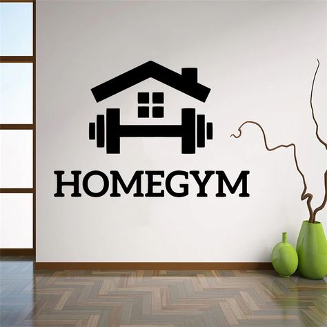 Logos Gym, Office Wall Design, Wall Sticker Design, Cheap Wall Stickers, Home Gym Decor, Gym Home, Gym Logo, Wall Decor Decals, Gym Decor