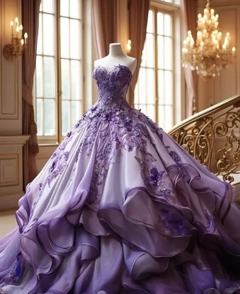 Purple Ball Gown, Lilac Prom Dresses, Purple Wedding Dress, Pretty Quinceanera Dresses, Purple Gowns, Stunning Prom Dresses, Purple Prom Dress, Fashion Drawing Dresses, Princess Ball Gowns