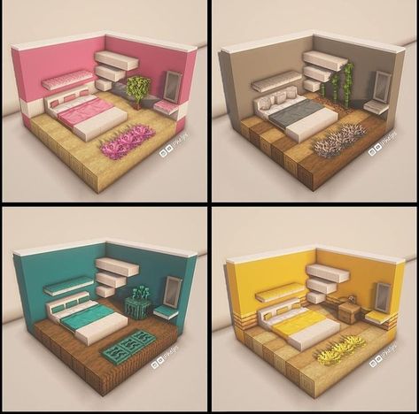 Modern Minecraft Bedroom Design, Minecraft Home Interior Bedroom, Minecraft Bedroom Tutorial, Minecraft Decor Bedroom, Bed Minecraft Design, Modern Bedroom Minecraft, Cute Minecraft Bedroom Ideas, Modern Minecraft Bedroom, Bed Design Minecraft