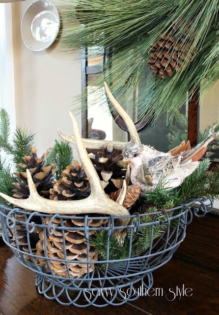 Antler Christmas Decor, Winter Table Centerpieces, Diy Antler, Decorating With Antlers, Deer Antler Crafts, Winter Decorating Ideas, Rustic Winter Decor, Deer Antler Decor, Antler Decor