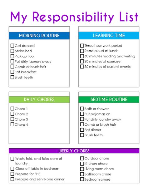 A sample my responsibility list for kids Kids Schedule Chart Daily Routines, Organizing Templates, Routine List, Kids Responsibility Chart, Kids Routine, Kids Routine Chart, Kids Chores, Daily Routine Chart, Controlled Chaos