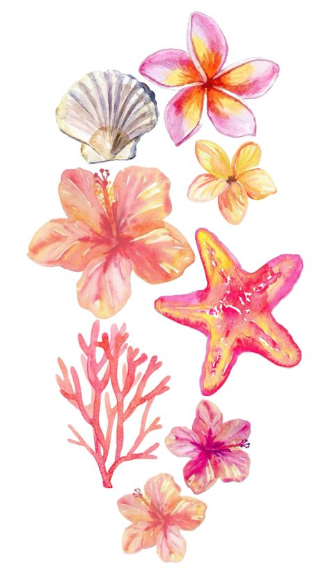 Cute Drawing Wallpaper Ipad, Printable Beach Pictures, Aesthetic Posters Flowers, Summer Flower Watercolor, Hawaii Aesthetic Drawing, Beach Posters Aesthetic, Aesthetic Beach Drawing, Beach Room Posters, Summer Posters Aesthetic