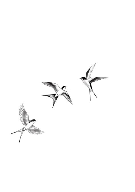 Hummingbird Flying Tattoo, Three Swallows Tattoo, Small Bird Tattoo Men, Small Birds Tattoo, Fine Line Bird Tattoo, Birds Tattoo Design, Golondrinas Tattoo, Swallows Tattoo, Mockingbird Tattoo