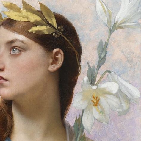 Art in details on Instagram: “Jules Joseph Lefebvre French, 1836-1911 An Allegory of Victory . #art #detail #artdetail #painting #classicalart#womeninart #arthistory…” Flower Crown Painting, Greek Headpiece, Jules Joseph Lefebvre, Crown Painting, Historic Art, Flower Crowns, Morning Flowers, Flower Crown, Headpiece