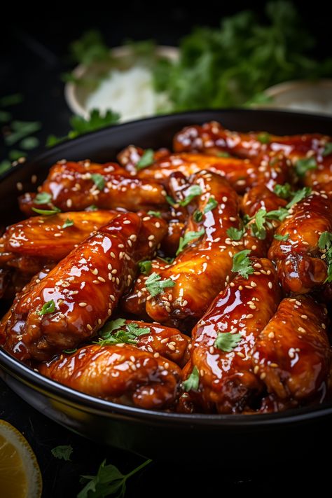 Soy Garlic Chicken Wings, Food Ideas For Party, Honey Chicken Wings, Honey Garlic Chicken Wings, Food Savory, Salty Food, Garlic Chicken Wings, Mouthwatering Food, Soul Food Dinner