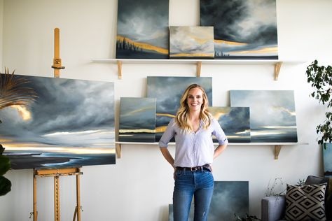 The Petrichor Paintings: Spring 2019 Collection release from Allie Dattilio.   #goldleaflandscape #thepetrichorpaintings #artcollection #artistblog Backyard Studio, Artist Blog, Gold Leaf Painting, Selling Art Online, Fine Artist, Big News, Landscape Artist, Art Business, Clue