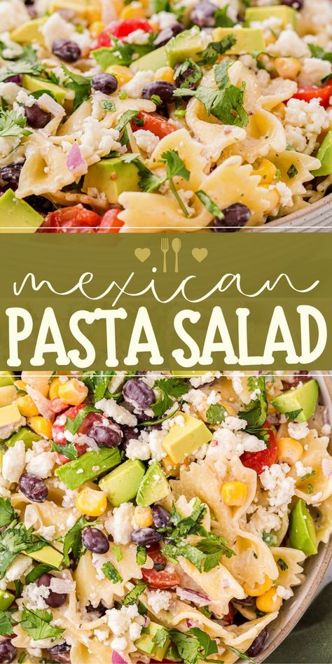 Guacamole Pasta Salad, Mexican Pasta Side Dishes, Cold Mexican Salad, Mexican Style Pasta Salad, Cold Mexican Pasta Salad, Mexican Cold Pasta, Side Dishes For Carne Asada, What To Make With Queso Fresco, Carne Asada Sides Dishes