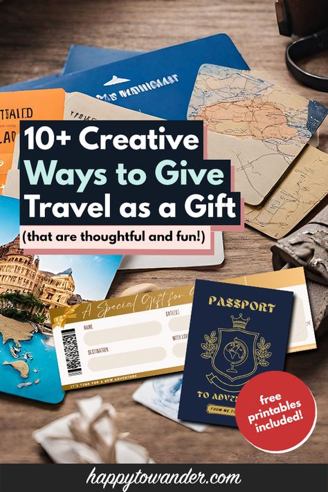 11 Creative & Thoughtful Ways to Give Travel as a Gift (Free Printables Included!) Trip As A Gift How To Present A, Trip Gift Surprise Diy, Travel Gift Wrapping Ideas, Skydiving Gift Surprise Ideas, How To Wrap A Vacation As A Gift, Giving Concert Tickets As A Gift, Giving A Trip As A Gift Christmas, Gift Plane Tickets Ideas Creative, Trip Gift Ideas Surprise