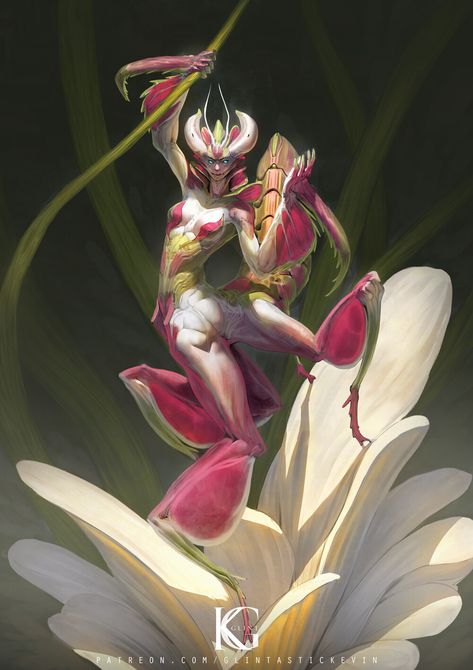 ArtStation - Orchid Mantis Girl, Kevin Glint Orchid Drawing, Orchid Mantis, Hybrid Art, Wolf Images, Lily Plants, Praying Mantis, Story Board, Insect Art, Dungeons And Dragons Homebrew