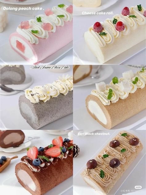 Favorite Christmas Desserts, Bolu Gulung, Gourmet Cakes, Bakery Menu, Pretty Dessert, Desserts Menu, Swiss Roll, Roll Cake, Cake Roll