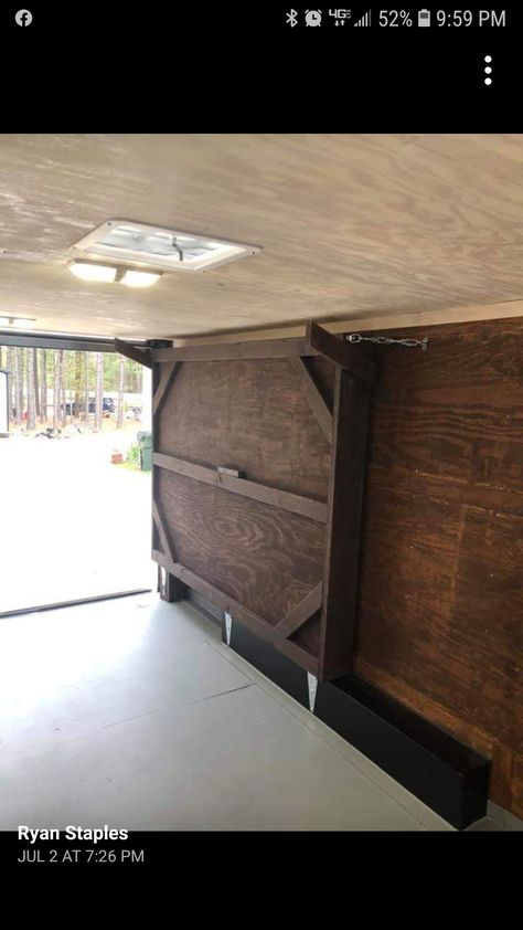 Turning An Enclosed Trailer Into A Camper, Enclosed Utility Trailer Ideas, Diy Enclosed Trailer Camper, Inclosed Trailer Diy, Cargo Trailer Conversion Bed Ideas, Enclosed Trailer Camper Conversion Toy Hauler, Enclosed Trailer Bed Ideas, Camper Van Cupboards, Cargo Trailer Camper Conversion Diy