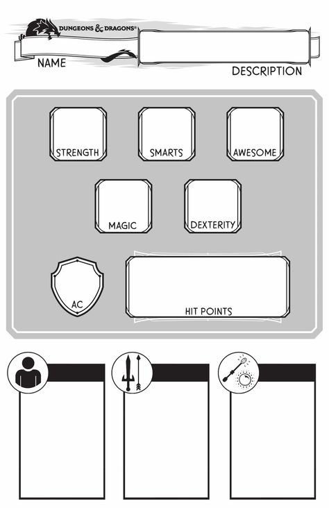 A simplified rule set and character sheet for young D&D players. Every Other Weekend, Dnd Character Sheet, Secret Tunnel, Dragon Kid, Power Man, Math About Me, Game Master, Dungeon Master, Character Sheet