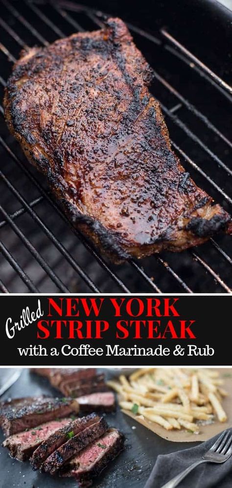 Ny Strip Steak Marinade, Grilled Ny Strip Steak, Strip Steak Marinade, Ny Strip Steak Recipes, Steak Sauces, Steak Marinade For Grilling, Coffee Rubbed Steak, New York Strip Steak, Strip Steak Recipe