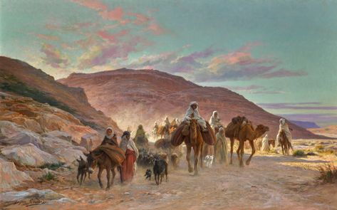 Eugène Girardet - A Desert Caravan | Girardet’s luminous, ci… | Flickr Desert Caravan, August Sander, Albert Bierstadt, Islamic Paintings, Tableau Art, Arabic Art, A4 Poster, Inspirational Art, Old Master