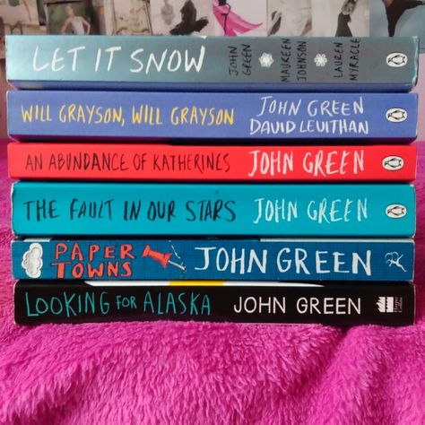 John Green books, Looking for Alaska, the fault in our stars, an abundance of Katherines, will grayson, will grayson and let it snow. The Fault In Our Stars, John Green Books, Book Challenge, Book Suggestions, Ya Books, John Green, Green Books, Books For Teens, Book Addict