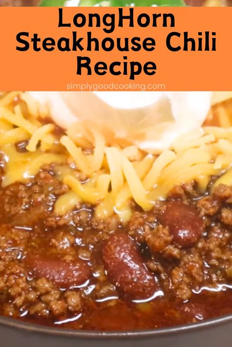 Restaurant Chili Recipes, Outback Tasmanian Chili Recipe, Longhorn Chili Recipe, Texas Road House Chili Recipe, The Food Charlatan Recipes, Saturday Food Ideas, Steakhouse Chili Recipe, Hillbilly Chili Recipe, Chili Recipe Mccormick