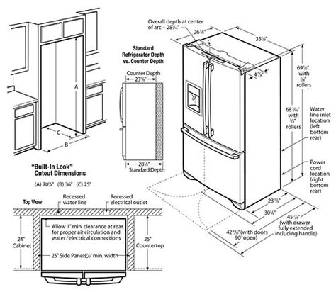 Counter Depth Refrigerator Dimensions, Cabinet Depth Refrigerator, Kitchen Cabinet Dimensions, Best Counter Depth Refrigerator, Fridge Dimensions, Counter Depth Fridge, Cabinet Depth, Fridge Sizes, Refrigerator Dimensions