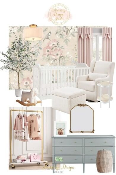 LOLA' S NURSERY Bridgerton Theme Nursery, French Country Nursery, Nursery 2024, Nursery Corner, Country Nursery, Magic Room, Beige Nursery, Girly Nursery, Elegant Nursery