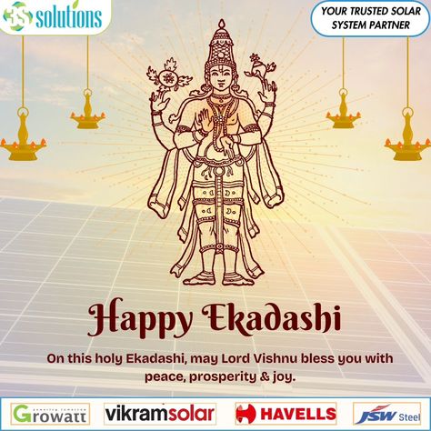 🌼🌸 Happy Ekadashi from 3S Solutions! 🌸🌼 Wishing everyone a blessed day filled with positivity, spiritual growth, and inner peace. May this auspicious occasion bring you joy and prosperity! 🙏✨ #HappyEkadashi #3SSolutions #Solarinstaller #Solarinstallation #Solarpanels #Solarsystems Solar Installation, Indian Festival, Blessed Day, Lord Vishnu, Indian Festivals, Spiritual Growth, Hyderabad, Inner Peace, Solar