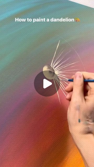 çocuklarla etkinlik saati on Instagram: "#repost @emilyseilhamer_art @downloader_ __  How to paint a dandelion! 🎨 #beginnerfriendly #easypainting #tutorial" How To Draw A Dandelion Step By Step, How To Paint A Dandelion Step By Step, Dandelions Drawings, Painting Dandelions Simple, How To Paint A Dandelion Easy, Dandelion Acrylic Painting Tutorial, Dandelion Oil Painting, How To Draw Dandelion, How To Draw A Dandelion