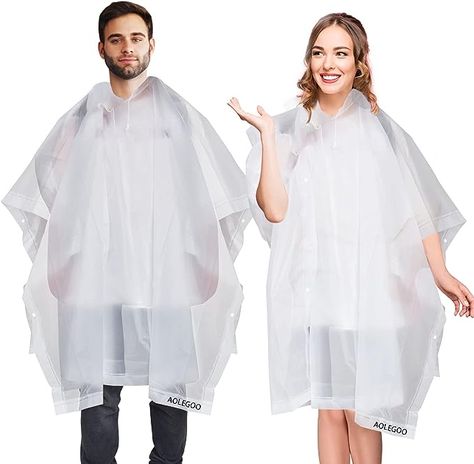 2 pack of Rain Ponchos, Portable Adults Waterproof Ponchos , Reusable raincoat with Hoods for Camping, Hiking Travel, Amusement Parks, Festival Mac #WATERPROOF #PONCHO Clear Raincoat, Water Theme Park, Festival Poncho, Waterproof Poncho, Rain Mac, Kids Rain, Rain Poncho, Hooded Raincoat, Amusement Parks