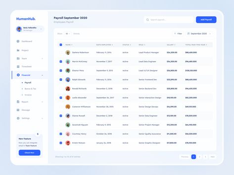 HumanHub - Dashboard & Payroll - Web App by Barly Vallendito for Dipa: UI/UX Design on Dribbble Backend Design, Admin Ui, Web App Ui Design, Ux Kits, Ui Ux 디자인, Web Dashboard, Graphics Design Ideas, Ui Design Website, Dashboard Ui