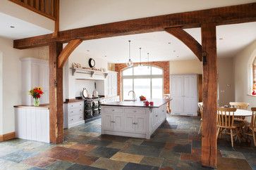 Barn Conversion- Sleaford - country - Kitchen - East Midlands - Hill Farm Furniture Ltd Barn Conversion Kitchen, Farm Furniture, Bright Kitchen Decor, Terracotta Flooring, Rustic Backsplash, Mexican Kitchen Decor, Terracotta Floor, Diy Backsplash, Tuscan Kitchen