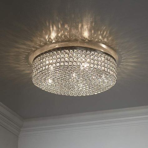 Velie 16" Wide Round Crystal Ceiling Light - #3C750 | Lamps Plus Bathroom Chandelier, Living Wall Decor, Ceiling Design Living Room, Flush Mount Chandelier, Crystal Ceiling Light, Ceiling Light Design, Closet Lighting, Luxury Chandelier, Diy Chandelier