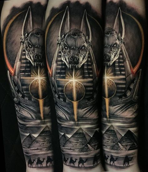 Tattoos Egyptian, Ship Tattoo Sleeves, Tattoo House, Egyptian Eye Tattoos, Gladiator Tattoo, Tiger Tattoo Sleeve, God Anubis, Egyptian Tattoo Sleeve, Anubis Tattoo