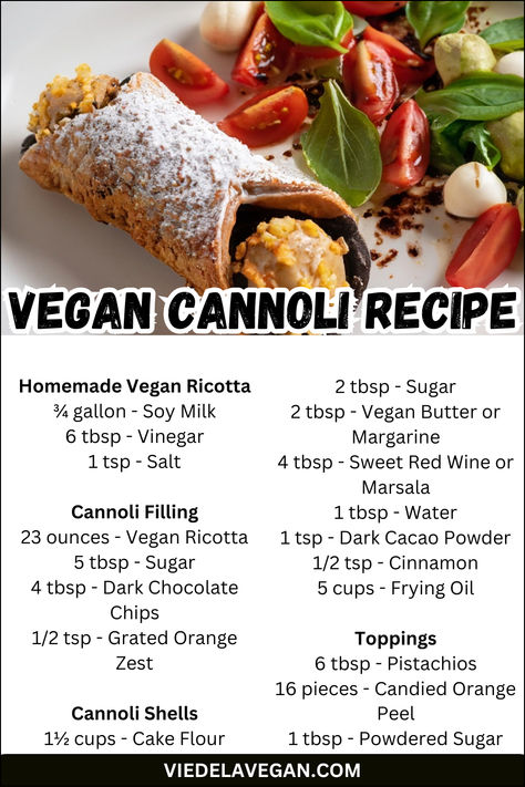 Vegan Cannoli Recipe Vegan Cannoli Recipe, Vegan Cannoli, Nourishing Dinner, Shell Texture, Cannoli Filling, Cannoli Recipe, Vegan Ricotta, Sweet Red Wines, Candied Orange Peel