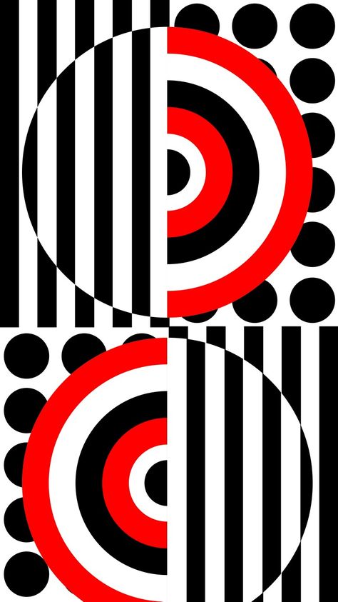 Black White Red Abstract Geometric Art #1256. Phone Wallpaper ©Sam Bruce. ' circles, stripes & dots ' #iphone #phone wallpaper #dots #stripes #circles Abstract Circle Pattern, Emphasis Design, Emphasis Art, Wallpaper Dots, Human Face Drawing, Stripes Pattern Design, Scratchboard Art, Adobe Illustrator Design, Art Assignments