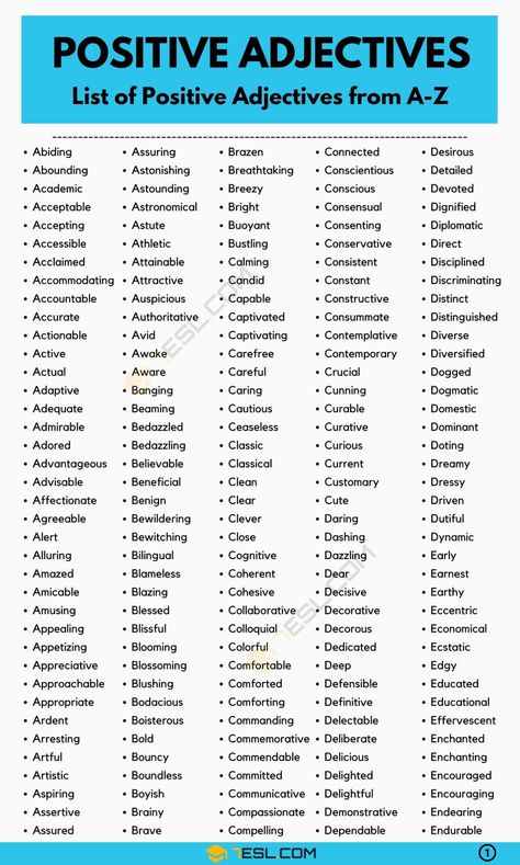 Positive Adjectives | 600 Best Positive Adjectives that Will Brighten Your Day! 2 Positive Vocabulary Words, List Of Positive Words, Positive Adjectives, Ielts Academic, Adjective Words, List Of Adjectives, Battleship Game, English Adjectives, Essay Writing Skills