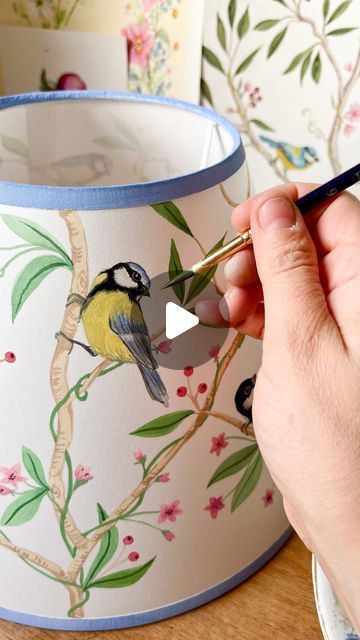 Charlotte Hogg - Art & Illustration on Instagram: "Happy Saturday everyone! A little process video of hand painting a paper lampshade. I hope you like it! 🌸" Painting On Lampshades, Lampshade Painting Ideas, Hand Painted Lampshade, Hand Painted Lamp Shades, Lampshade Painting, Upcycled Lamps, Lampshades Ideas, Painted Lampshade, Happy Saturday Everyone