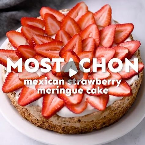 Isabel Orozco-Moore on Instagram: "Say hello to this mouthwatering Mostachon de Fresas, aka a Mexican Strawberry Meringue Cake made with fresh @castrawberries! 🍓 🍰 This light and chewy cake is a specialty in the Mexican city of Monterrey and I just can’t get enough! The base of the cake is made by gently folding meringue with ground Maria cookies (or animal crackers), walnuts, and pecans. It’s then topped with an addicting cream cheese frosting and garnished with freshly sliced strawberries for the best spring dessert! Grab the cake recipe on the California Strawberries website (linked in my profile) and enjoy! #ad ⠀⠀⠀⠀⠀⠀⠀⠀⠀" Strawberry Meringue Cake, Chewy Cake, Maria Cookies, Mexican City, Strawberry Meringue, Mexican Desserts, Spring Dessert, Sliced Strawberries, Meringue Cake